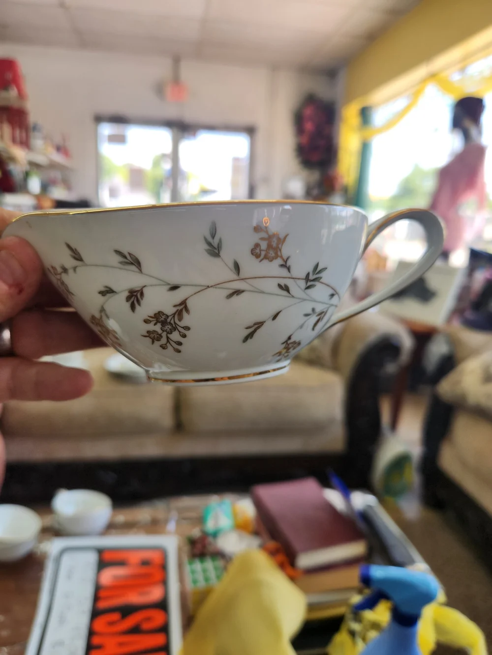 Noritake Cream & Sugar Andrea Pattern Gold Trim and Floral Vine Design - White